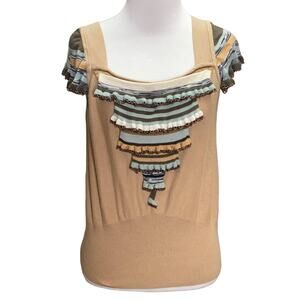 Vakko Beaded Layered Tier Sweater Blouse 4